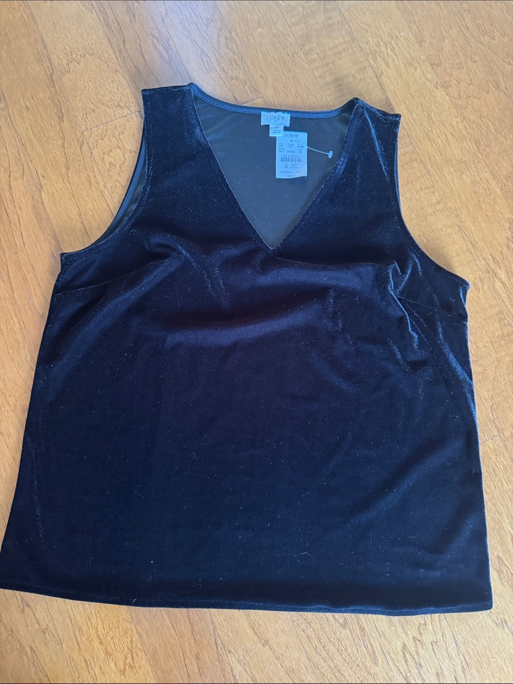 NEW J. Crew Black Velvet V-Neck Tank - Women's